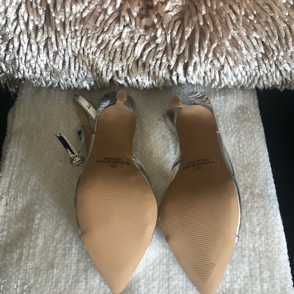 COPY - Liliana ankle strap metallic sling back heel / clear pointy toe pumps - Picture 6 of 10